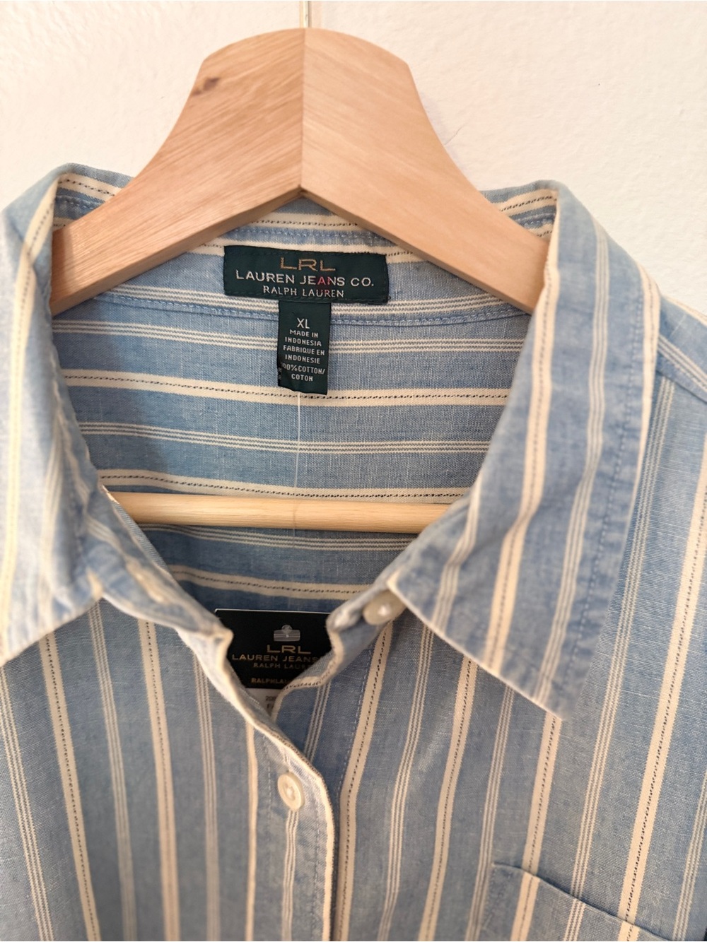 Reposhing Lauren Ralph Lauren Women’s Blue & White Striped Button-Down Shirt NWT - Picture 10 of 13